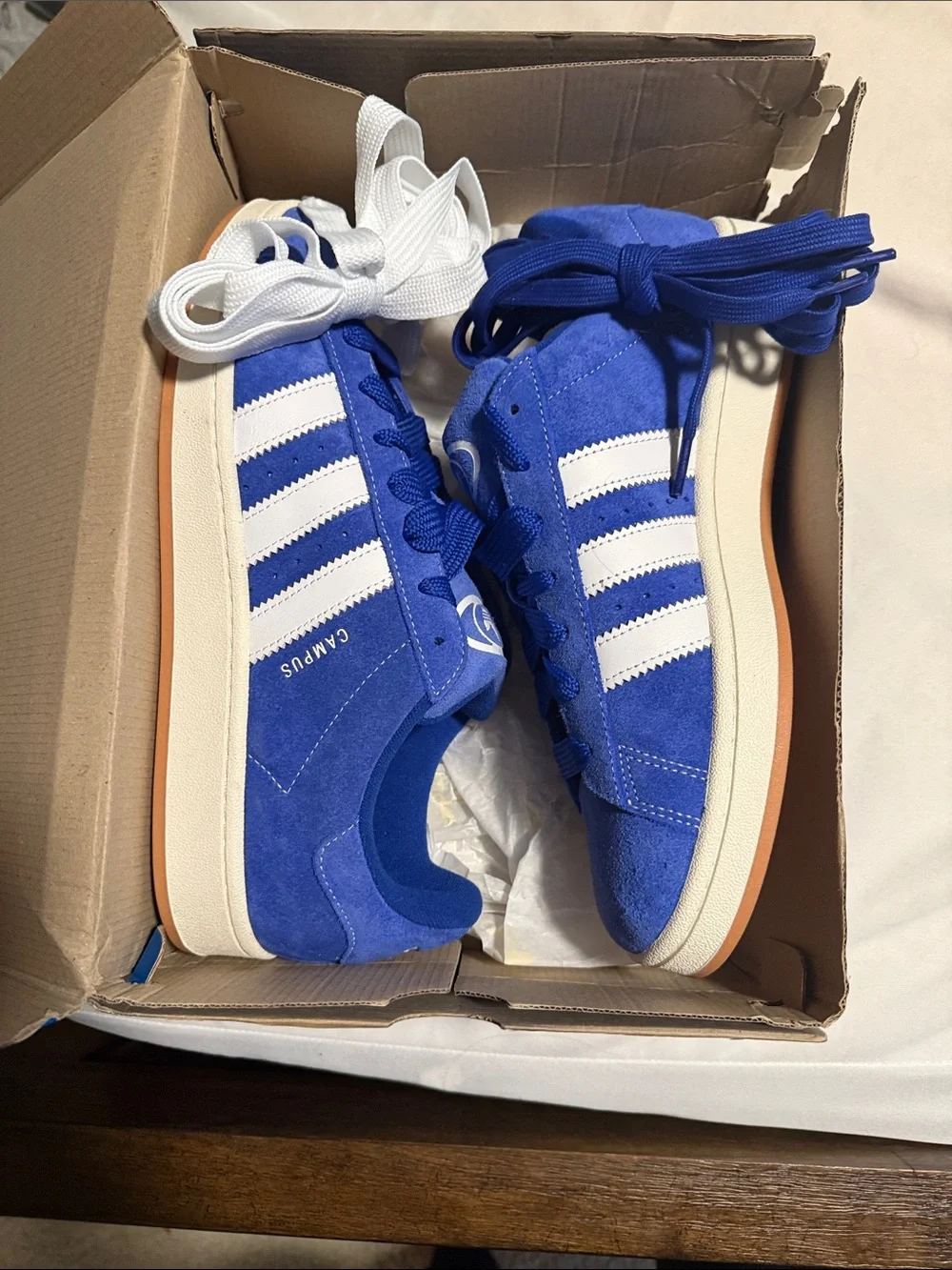 adidas Blue Suede Campus 00’s Sneakers with White Stripes